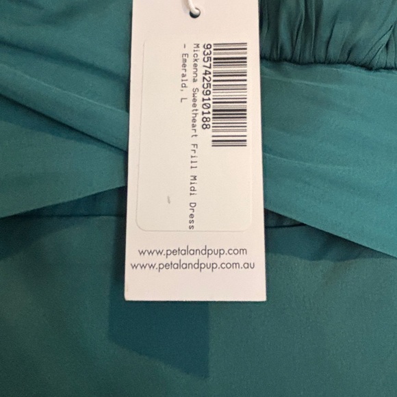 Emerald Green Fall Petal & Pup Brand Mickenna Sweetheart MIDI Dress BNWT - Picture 3 of 6